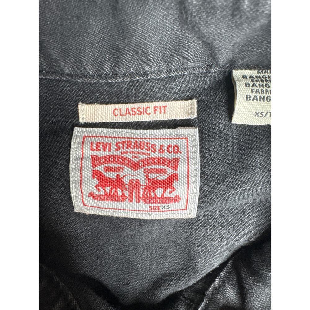 Levi’s Standard Fit Pearl Snap Button Down Shirt XS Grey Fringe Western - Picture 3 of 7
